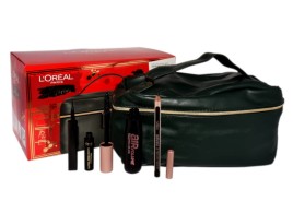 L'OREAL SET (MASCARA BLACK AIR VOLUME 30 H MEGA BLACK+ LE KHOL MIDNIGHT BLACK 101 + SUPERLINER BLACK + KOSMETYCZKA)