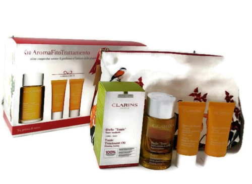 CLARINS SET (TONIC TREATMENT OIL 100ML+ TONIC BATH&SHOWER CONCENTRATE 30ML + TONIC MOISTURIZING BALM 30ML)