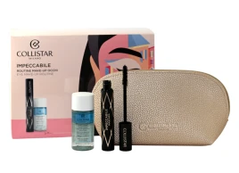 COLLISTAR SET (MASCARA IMPECCABLE ULTRA BLACK MASCARA + BI-PHASE MAKE-UP REMOVER SOLUTION 35 ML + POUCH)