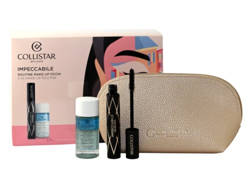 COLLISTAR SET (MASCARA IMPECCABLE ULTRA BLACK MASCARA + BI-PHASE MAKE-UP REMOVER SOLUTION 35 ML + POUCH)