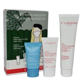 CLARINS SET (PURIFYING HAND GEL 100ML+HAND TREATMENT CREAM 30ML+HYDRA ESSENTIEL CREAM 15ML)